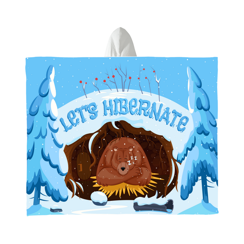 Let's Hibernate – Hooded Sherpa Fleece Blanket
